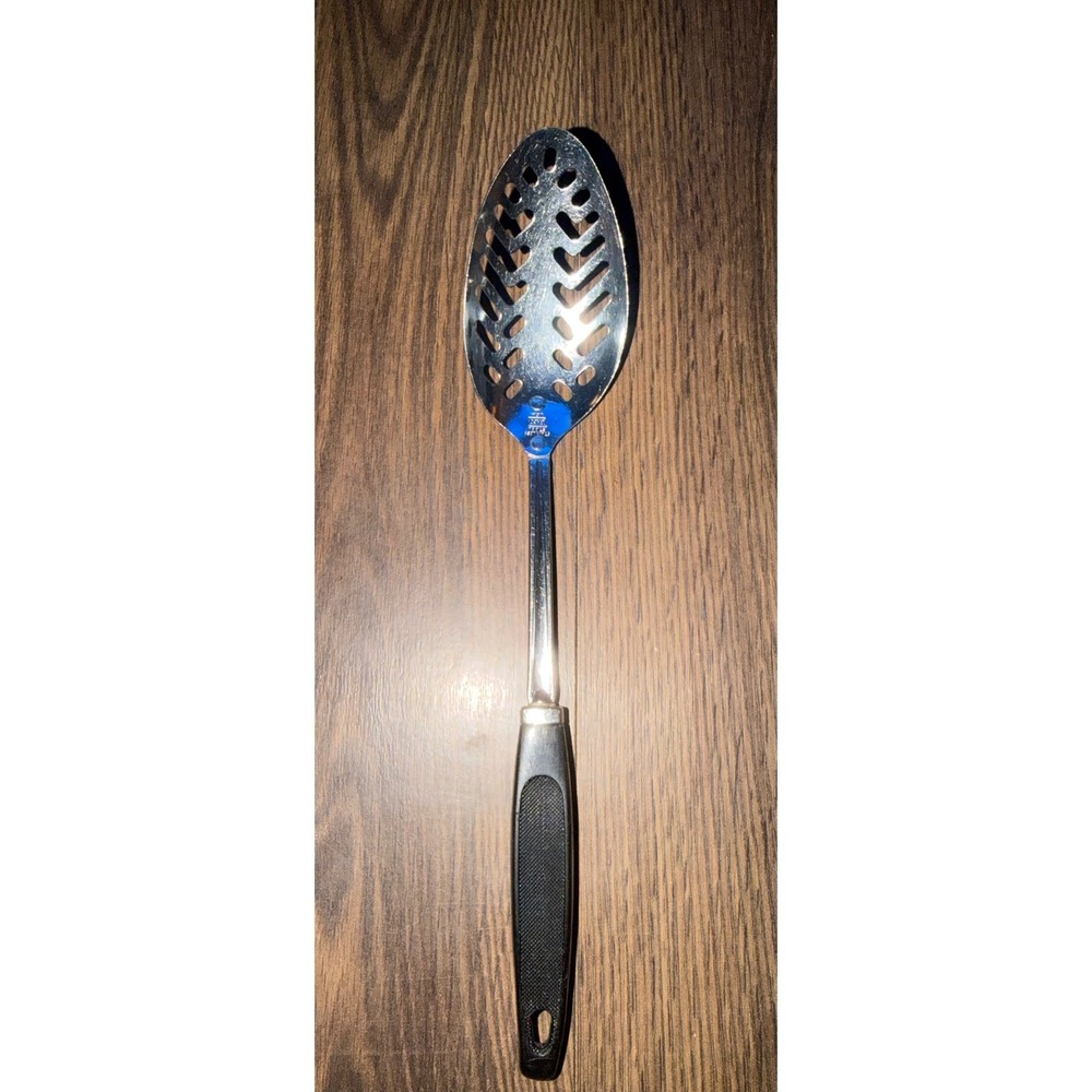 EKCO Vintage Slotted Spoon Unisex OS Silver 12" Stainless Steel USA Kitchen Tool